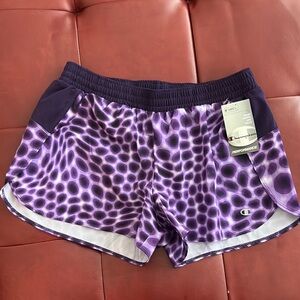 NWT-Champion Purple Athletic Shorts with Leopard Print